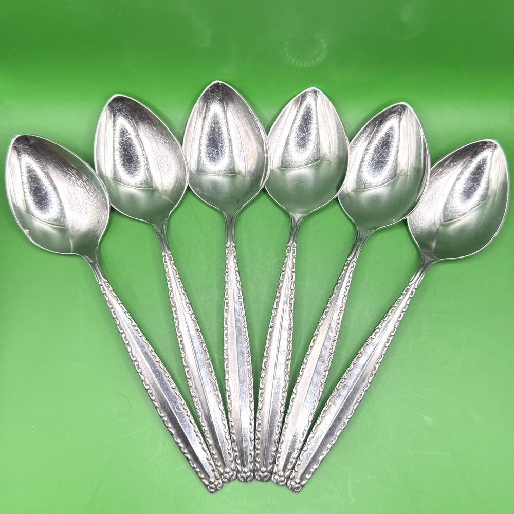 Oneida TRIPOLI Stainless Ltd 1881 Rogers Glossy Flatware 6 Oval Soup Spoons